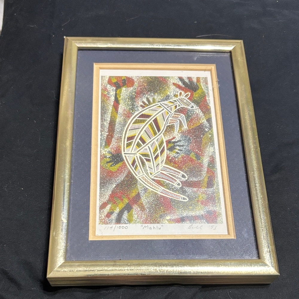 Richard Bell limited edition “Mahlu” Aboriginal framed art (1995)